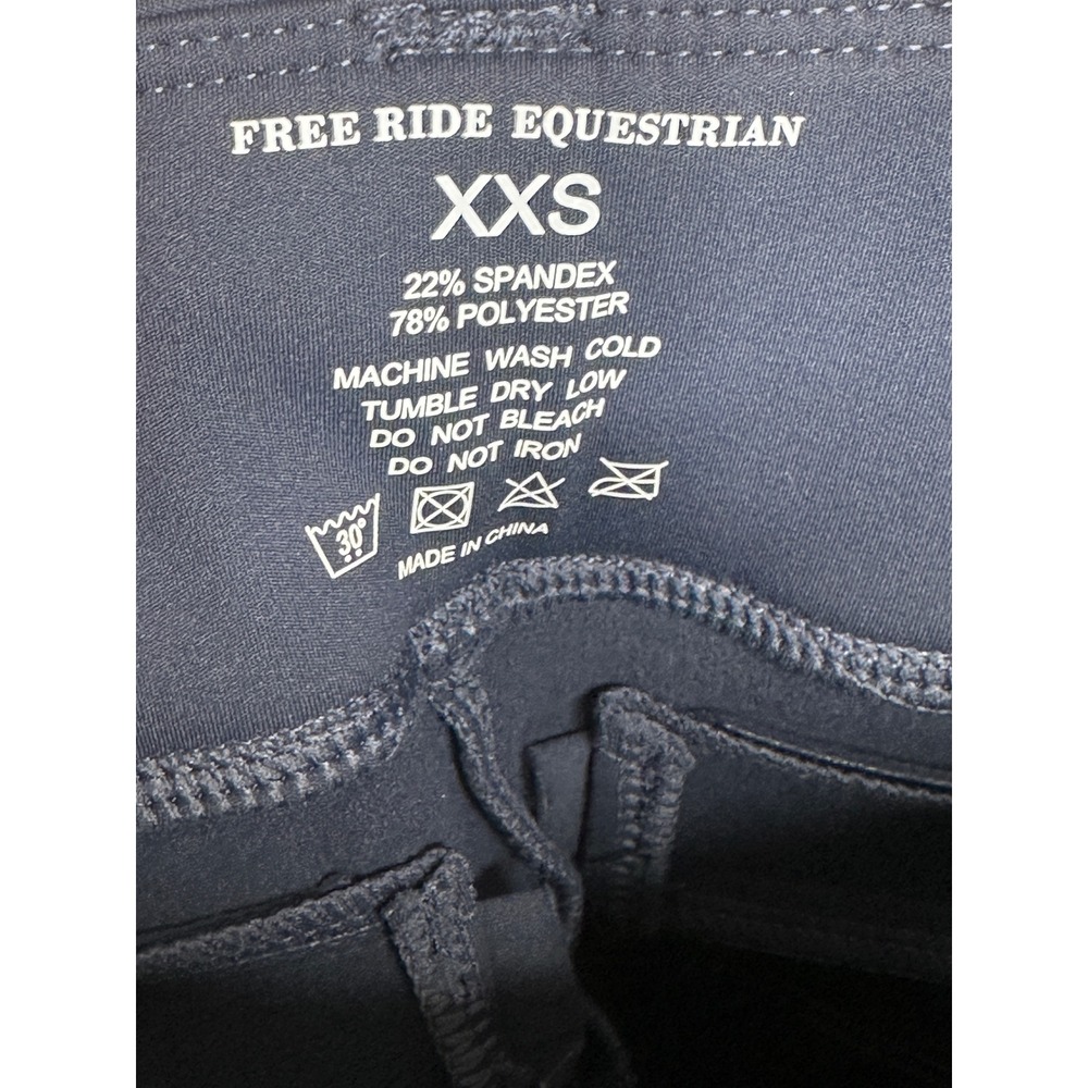 Free Ride Equestrian Breeches Navy Full Seat Grip Pockets Zip XXS Horse Leggings - Picture 9 of 10
